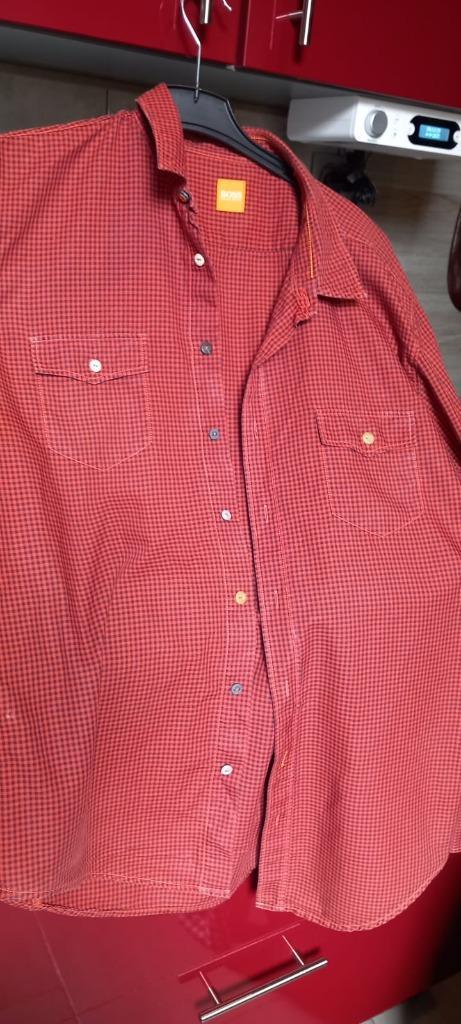 CHEMISE HOMME BOSS, Kleding | Heren, Overhemden, Zo goed als nieuw, Overige halswijdtes, Rood, Ophalen of Verzenden