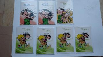 Franquin - Gaston : 7 cartes de Voeux - 2000 beschikbaar voor biedingen