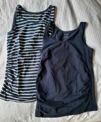Set zwangerschapstopjes donkerblauw en streepjes - small, Ophalen, Gedragen, Maat 36 (S), Shirt of Top
