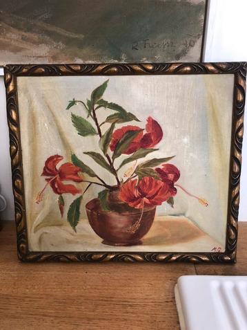 KUNST SCHILDERIJ STILLEVEN BLOEMEN BATAVIA VISSER beschikbaar voor biedingen