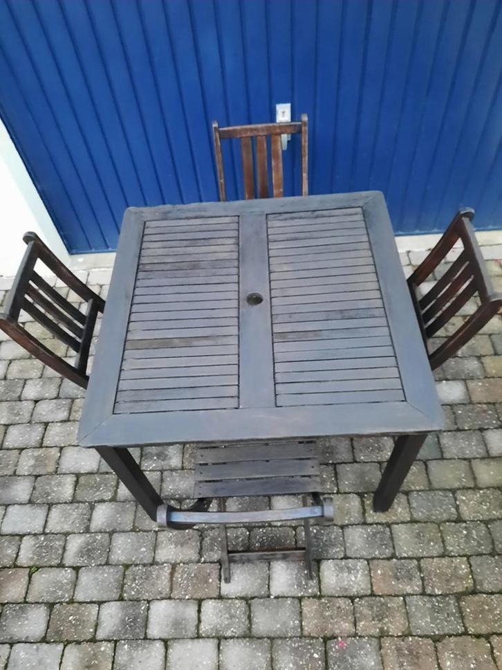 Tec tuinmeubelset, Tuin en Terras, Tuintafels, Gebruikt, Vierkant, Hout