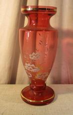 Beau Vase Ancien en Verre Peint - 32cm, Antiquités & Art, Enlèvement ou Envoi