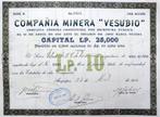 Compania Minera "Vesubio" 1913, Postzegels en Munten, Aandelen en Waardepapieren, Ophalen of Verzenden, Voor 1920, Aandeel