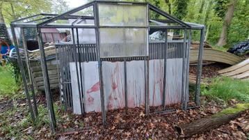 Serre gegalvaniseerd, zeer stevig frame 2.3m op 3m, Tuin en Terras, Ophalen, Glas, Gebruikt