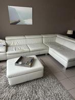 Lederen hoekzetel met poef – comfortabel en stevig, Ophalen, Gebruikt