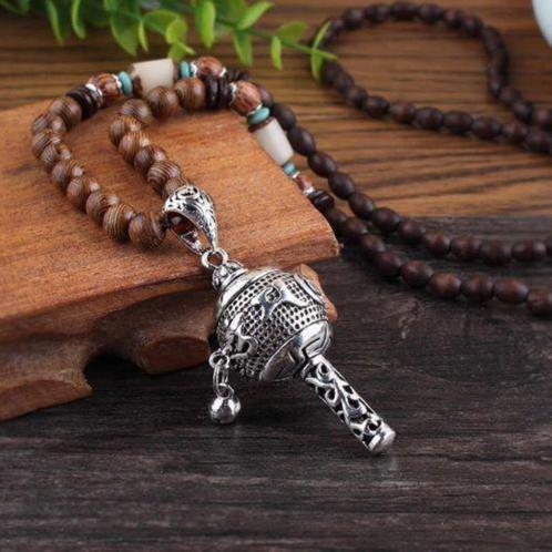 Tibetaanse Gebedsmolen aan houten Mala ketting, Handtassen en Accessoires, Kettingen, Nieuw, Ophalen of Verzenden