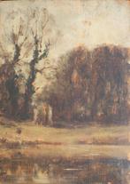 Armand Jamar (1870-1946): Vijverzicht 1917? (34 x 42 cm), Antiek en Kunst, Kunst | Schilderijen | Klassiek, Ophalen of Verzenden