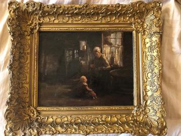 Schilderij ‘Huiselijk tafereel’ Piet Rackwitz beschikbaar voor biedingen