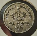 20 centimes Napoléon III Tête laurée, grand module (16mm), Timbres & Monnaies, Argent, Enlèvement ou Envoi