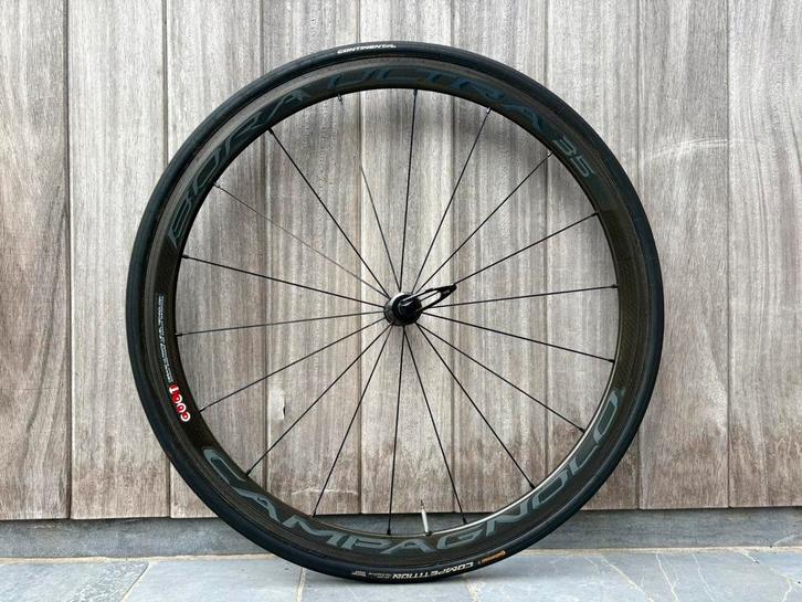 Campagnolo Bora Ultra 35 tubular wielset., Fietsen en Brommers, Fietsonderdelen, Zo goed als nieuw, Racefiets, Wiel, Ophalen