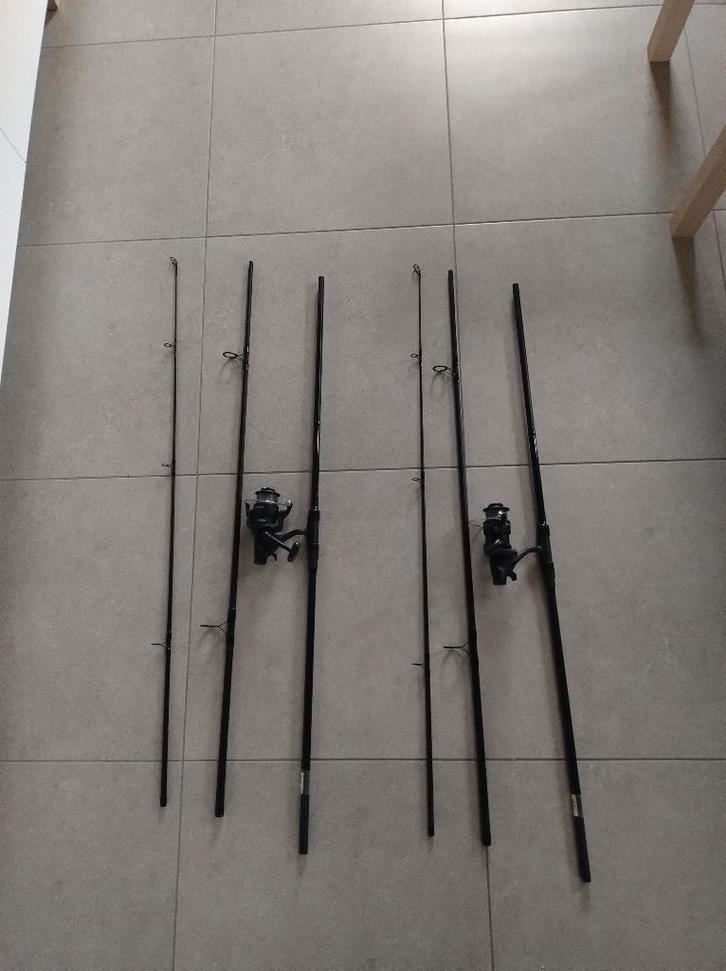 2 Karperhengels met schepnet, Watersport en Boten, Hengelsport | Karpervissen, Zo goed als nieuw, Werphengel, Ophalen