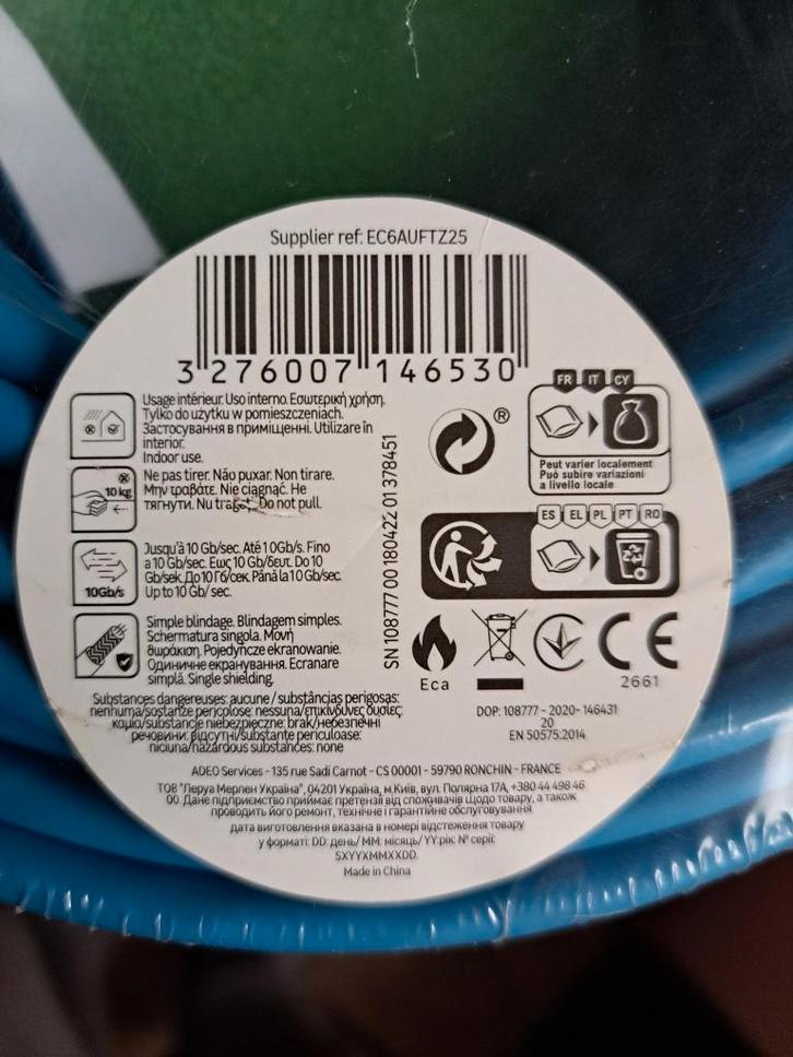 Cable internet 10 gb se, Bricolage & Construction, Électricité & Câbles, Neuf, Câble ou Fil électrique, Enlèvement ou Envoi
