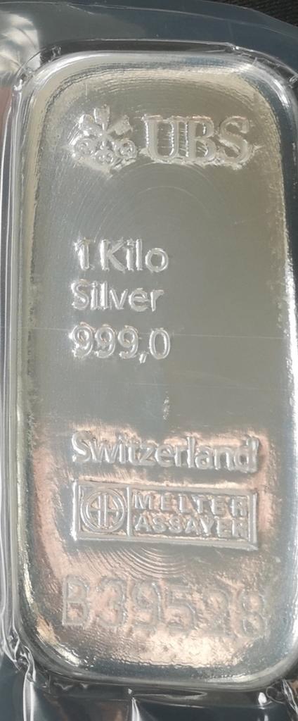 Zilverbaar 1kg UBS - Met aankoopbewijs bank, Timbres & Monnaies, Métaux nobles & Lingots, Enlèvement