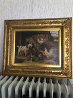 Heel oud en  mooi schilderij op en oude houten paneel, Ophalen of Verzenden