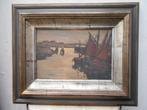 vissers bootjes aan het haventje  CONSTANT VAN DE VELDE, Antiek en Kunst, Ophalen of Verzenden