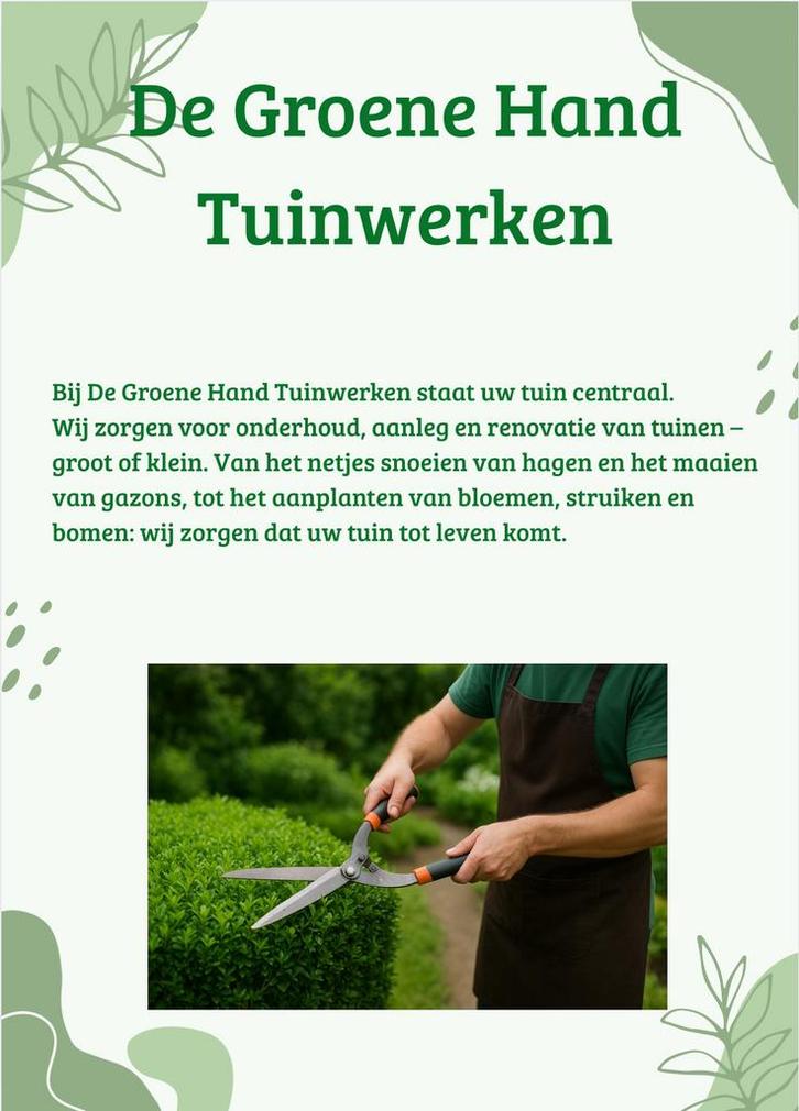 De Groene Hand “Tuinwerken”, Tuin en Terras, Overige Tuin en Terras, Zo goed als nieuw, Ophalen of Verzenden