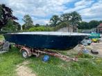 Motoboot met trailer blauw boot 5 mtr, Watersport en Boten, Boottrailers, Ophalen, Gebruikt
