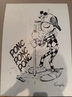 Gaston poster Gesigneerd en genummerd door Franquin, Verzamelen, Ophalen of Verzenden, Overige figuren, Zo goed als nieuw, Plaatje, Poster of Sticker