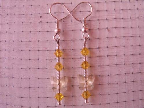 Swarovski oorringen: vlinder: jonquil, Handtassen en Accessoires, Oorbellen, Nieuw, Hangers, Glas, Geel, Met kristal, Ophalen of Verzenden