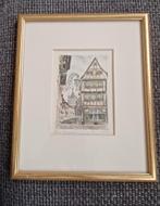 Mooie tekening in mooie passe-partout en kader, Antiek en Kunst, Kunst | Etsen en Gravures, Ophalen of Verzenden