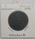 Leopold I - 5 centimes 1850 Gebroken 0, Postzegels en Munten, Munten | België, Verzenden