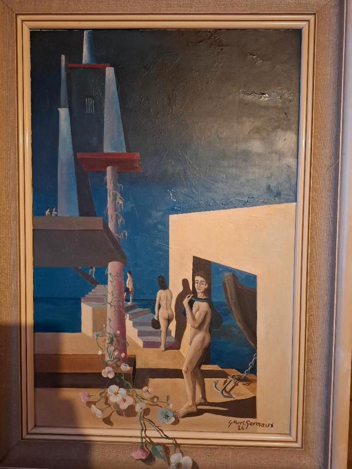 Peinture de Gilbert germaux 1986, Antiquités & Art, Art | Peinture | Classique, Enlèvement