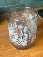 Vaas met bloemenprint, Huis en Inrichting, Woonaccessoires | Vazen, Minder dan 50 cm, Glas, Gebruikt, Wit