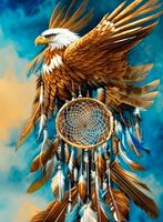 Diamond Painting Adelaar met dromenvanger 50x40cm (rond), Hobby en Vrije tijd, Schilderen, Verzenden, Nieuw, Overige typen