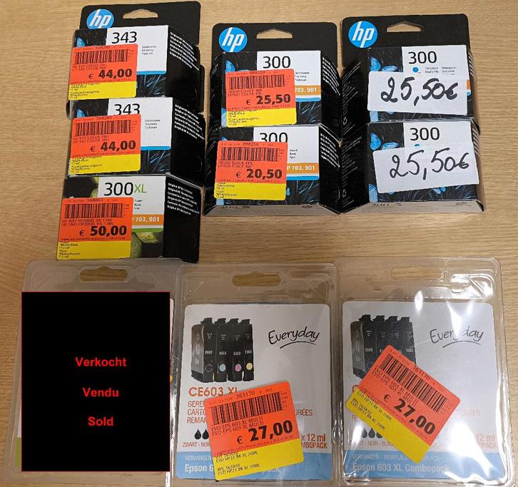 Cartridges HP300(XL), HP343, Epson 603 XL. Tot -80% korting, Computers en Software, Printerbenodigdheden, Nieuw, Cartridge, Ophalen of Verzenden