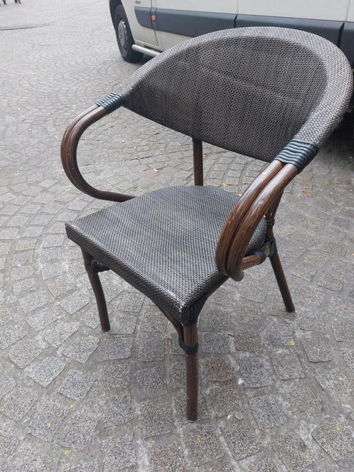 116 horeca terras stoelen stapelbaar ALU BAMBOO textileen!, Jardin & Terrasse, Chaises de jardin, Utilisé, Textilène, Empilable