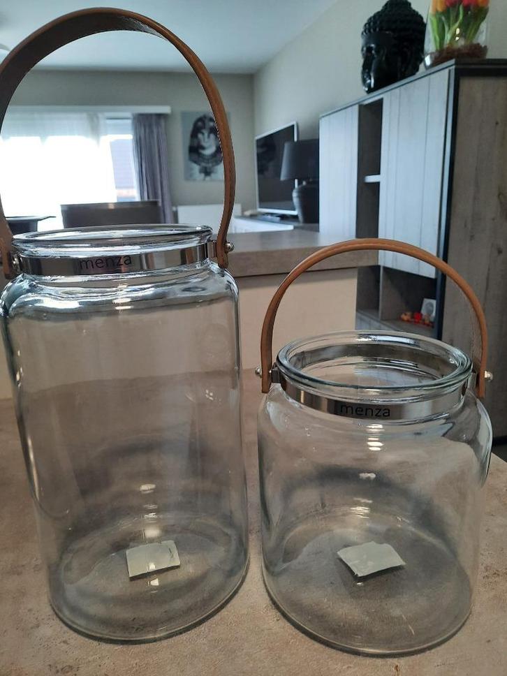 Mooie MENZA glazen pot/vazen (2st), Antiek en Kunst, Antiek | Glaswerk en Kristal, Ophalen of Verzenden