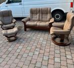 Luxe stressless set, bijna nieuw! Nieuwprijs €6490!, Ophalen, Zo goed als nieuw, Leer, Fauteuil relaxfauteuil zitbank relaxzetel relax zetel stoel