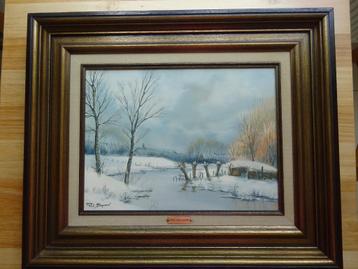 Paul Boonaert, doek, winterrivier, 30 x 40 cm