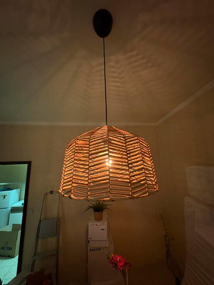 Pendant lamp shade, rattan, 45 cm, Huis en Inrichting, Lampen | Hanglampen, Zo goed als nieuw, Hout, Ophalen of Verzenden