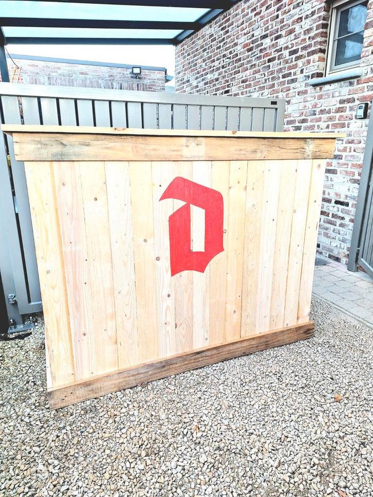 Mooie degelijke houten toog met metalen werkblad, Hobby & Loisirs créatifs, Hobby & Loisirs Autre, Enlèvement