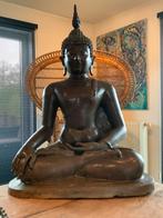 Antiek grote tempel Boeddha in brons 120 cm, Huis en Inrichting, Woonaccessoires | Boeddhabeelden, Ophalen of Verzenden