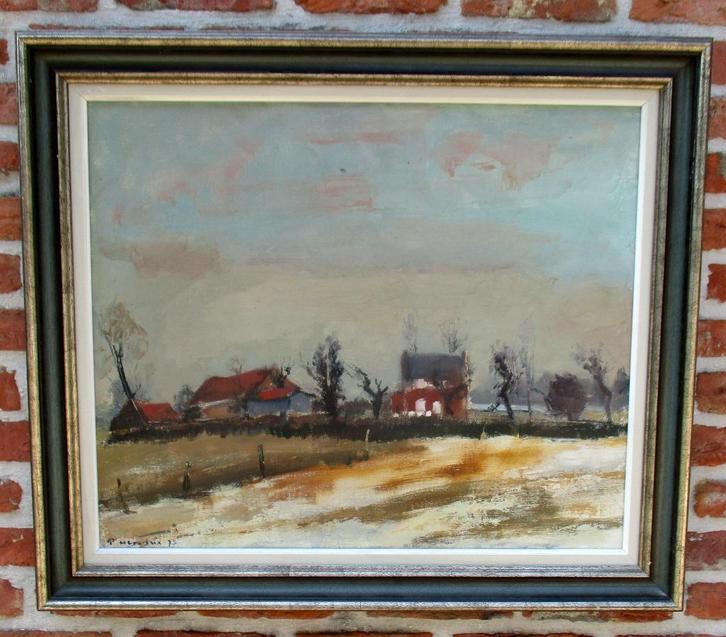 Hendrix Pierre ( 1913 - 1995) Smeltende sneeuw in Wommelgem, Antiek en Kunst, Kunst | Schilderijen | Klassiek, Ophalen of Verzenden