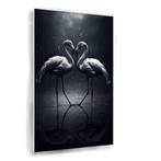 Flamingos zwart wit schilderij 100x150cm Forex + Ophangsyste, Verzenden