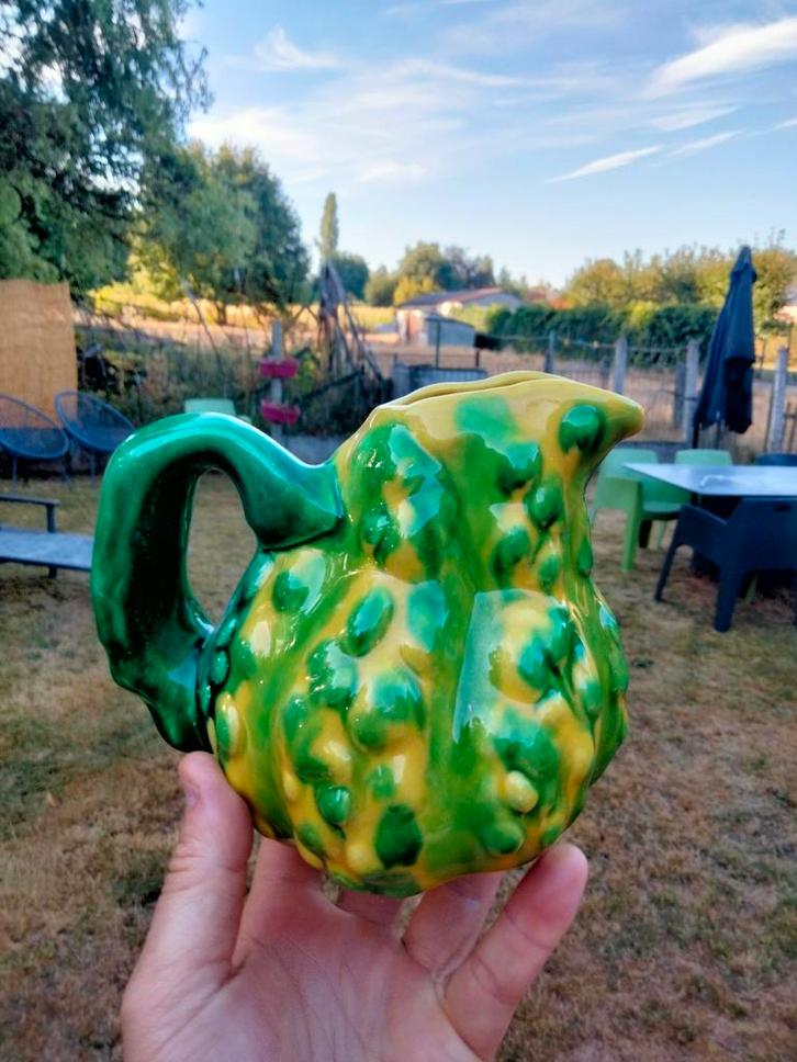 Brocante Barbotine kan pichet Viloca France, Antiek en Kunst, Antiek | Keramiek en Aardewerk, Ophalen of Verzenden