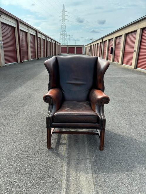 Chesterfield leren fauteuil, Huis en Inrichting, Fauteuils, Zo goed als nieuw, Leer, 100 tot 125 cm, 75 tot 100 cm, Ophalen of Verzenden