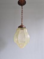 Art Deco hanglamp in lichtgroen gebarsten glas, 1920-30, Ophalen of Verzenden