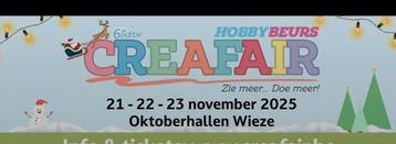 2 tickets (codes) voor Creafair Wieze op 21-22-23 november beschikbaar voor biedingen