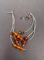 Boucles d’oreilles en argent avec ambre, Handtassen en Accessoires, Kettingen, Ophalen of Verzenden, Zo goed als nieuw, Zilver