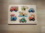houten noppenpuzzel Goki voertuigen, Kinderen en Baby's, Speelgoed | Kinderpuzzels, Van hout, Minder dan 10 stukjes, 6 maanden tot 2 jaar