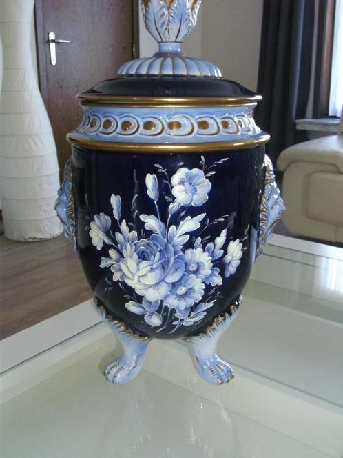 Handgeschilderde vintage vaas met afneembaar deksel, Antiquités & Art, Antiquités | Vases, Enlèvement