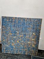 Peinture bois bleu/doré 120 x 120 cm, Enlèvement