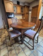 Ronde tafel in eik + 6 stoelen, Antiek en Kunst, Ophalen