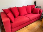 Canapé en tissu rouge 3-4 places avec 7 coussins, Banc droit, 200 à 250 cm, Enlèvement, Utilisé