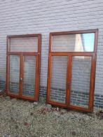 2x houten raam beglaasd, Raamkozijn, Zo goed als nieuw, 150 tot 225 cm, Inclusief glas