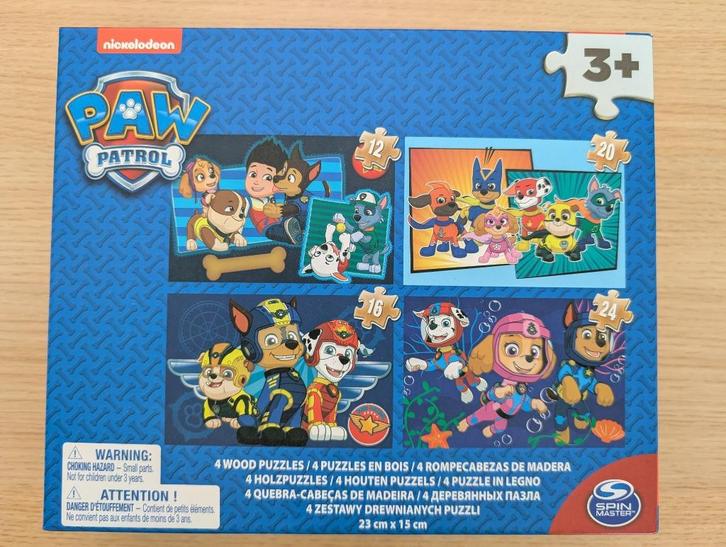 Paw Patrol - 4 houten puzzels, Kinderen en Baby's, Speelgoed | Kinderpuzzels, Gebruikt, 10 tot 50 stukjes, Van hout, Ophalen